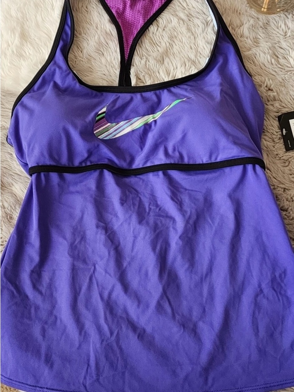 Nike Purple Racerback Swim Top with Black Trim